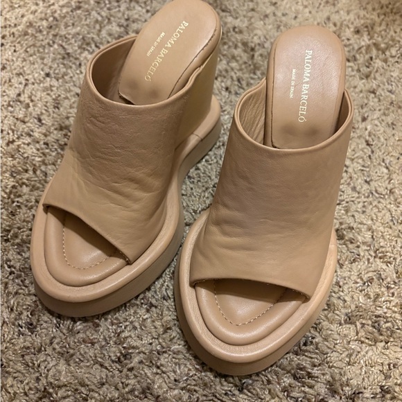 Paloma Barcelo Cream nude Leather Mules size 37 - Picture 2 of 7
